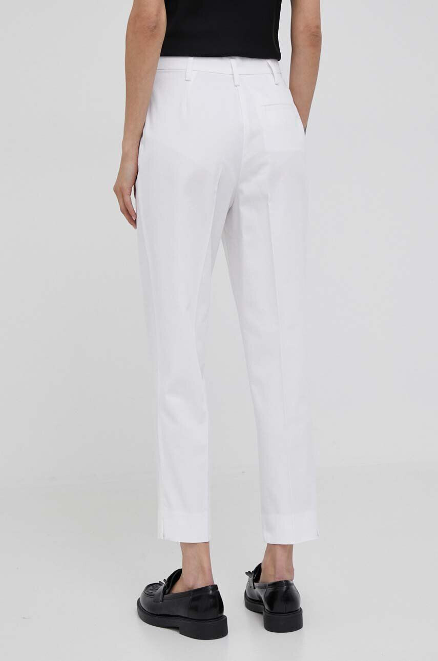 Sisley pantaloni femei culoarea alb fason tigareta high waist - Pled.ro