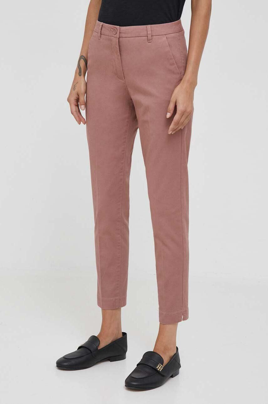 Sisley pantaloni femei culoarea roz mulata high waist - Pled.ro