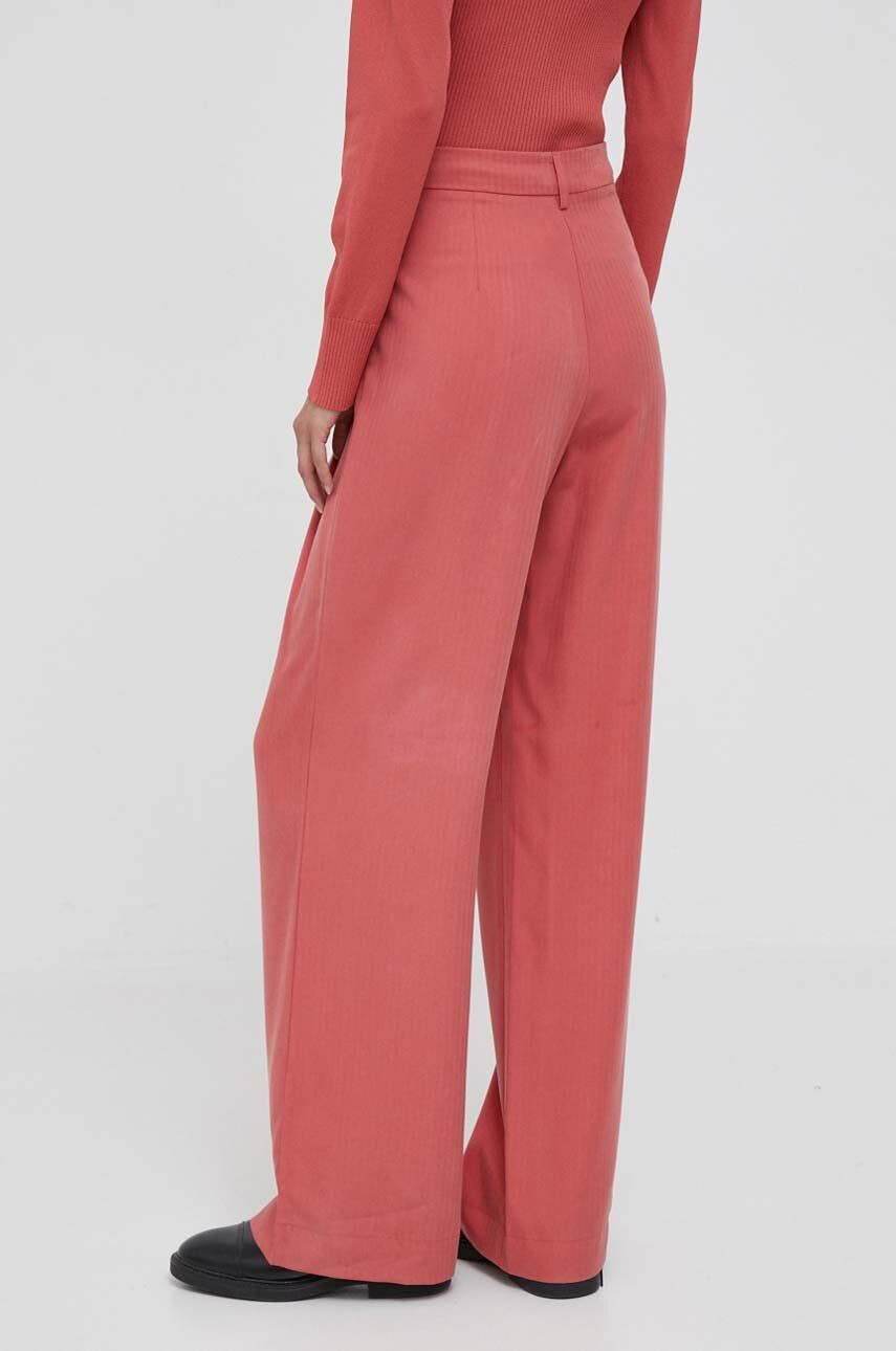 Sisley pantaloni femei culoarea roz lat high waist - Pled.ro