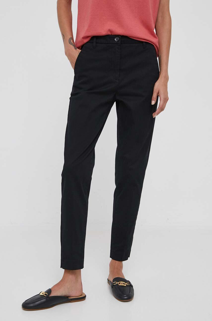 Sisley pantaloni femei culoarea negru mulata high waist - Pled.ro