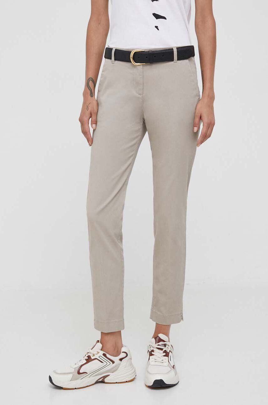 Sisley pantaloni femei culoarea bej mulata high waist - Pled.ro