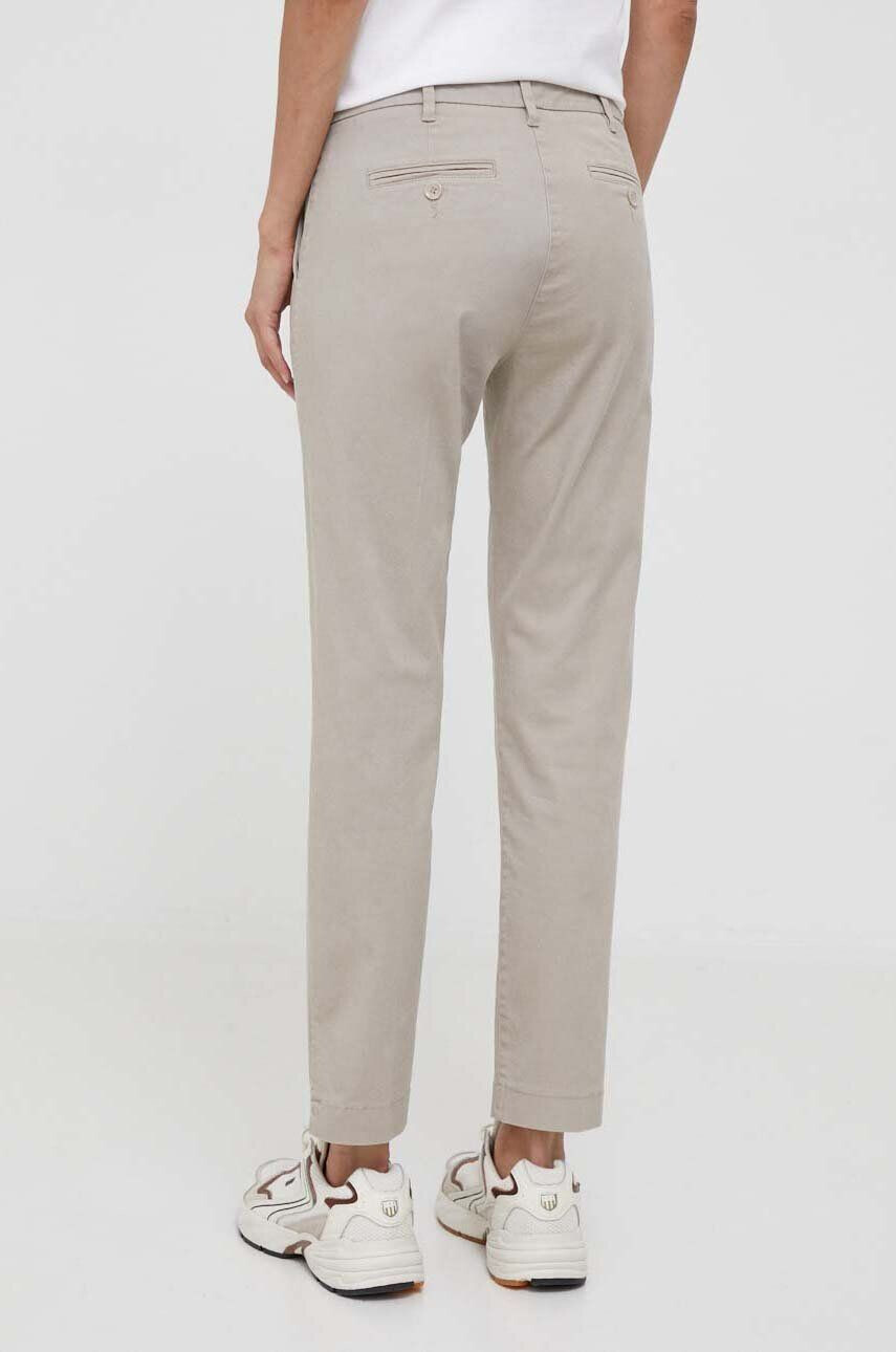 Sisley pantaloni femei culoarea bej mulata high waist - Pled.ro