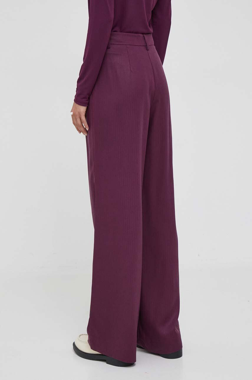 Sisley pantaloni femei culoarea violet lat high waist - Pled.ro