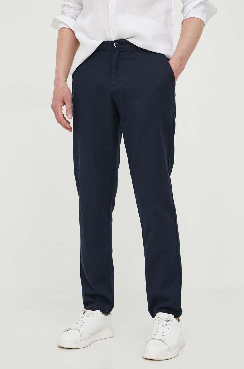 Sisley pantaloni de bumbac culoarea albastru marin mulata - Pled.ro