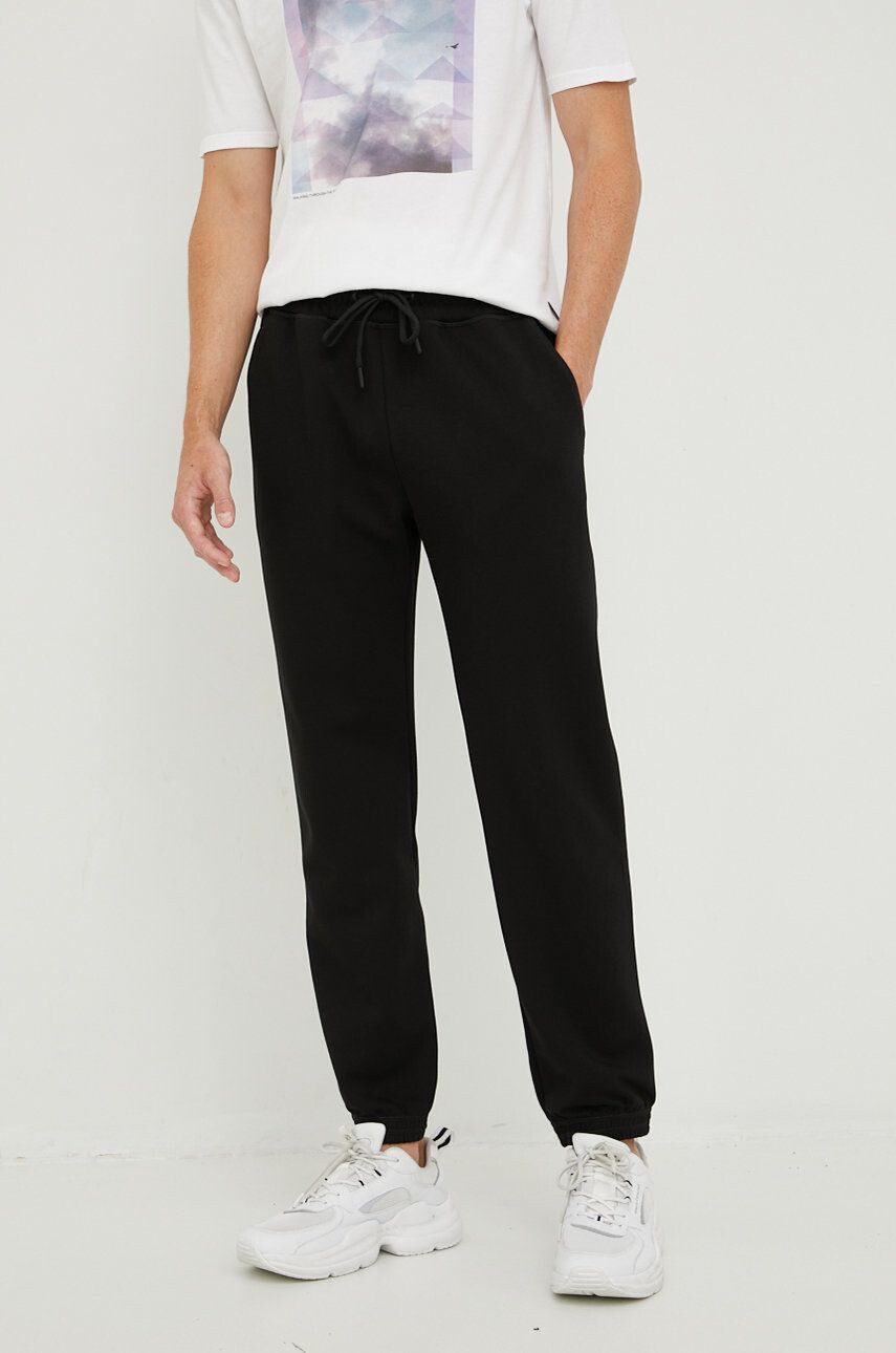 Sisley pantaloni de trening barbati culoarea negru neted - Pled.ro