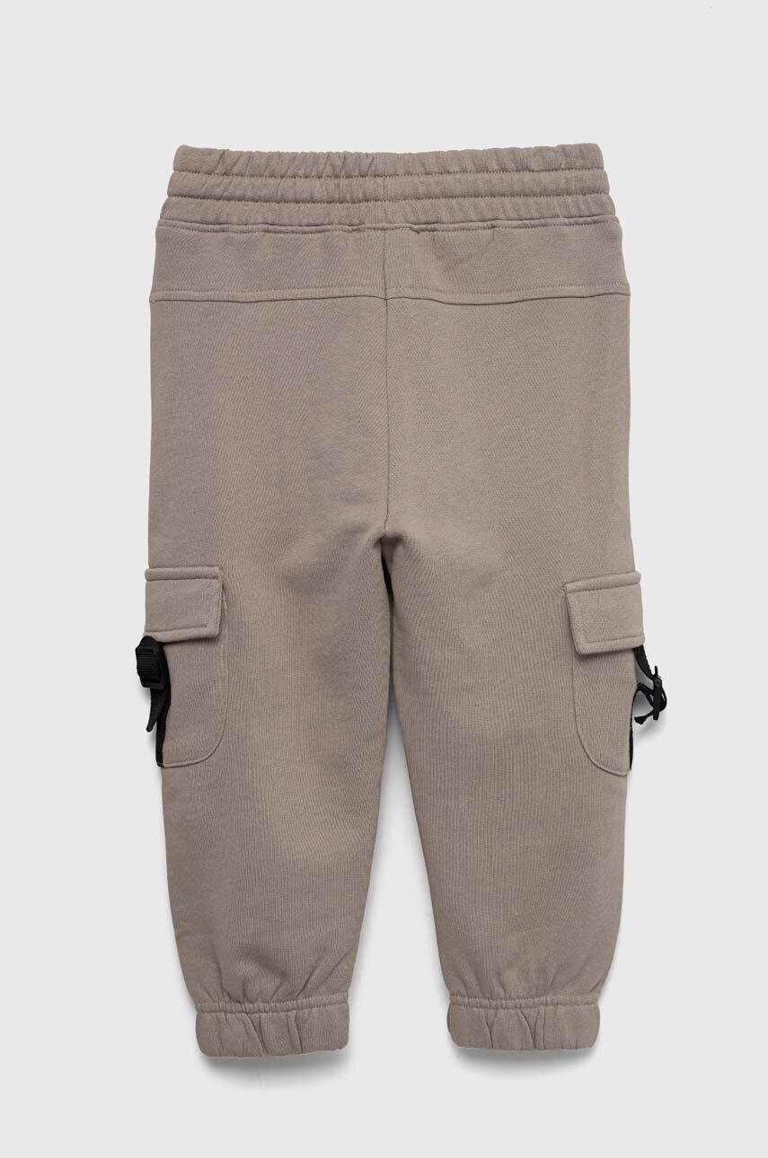 Sisley pantaloni de trening din bumbac pentru copii culoarea maro neted - Pled.ro