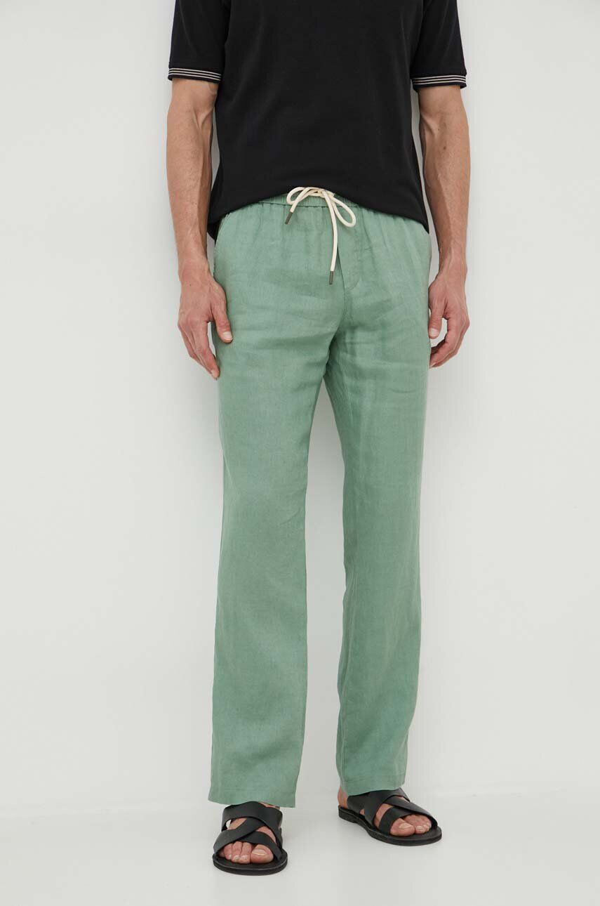 Sisley pantaloni din in culoarea verde - Pled.ro