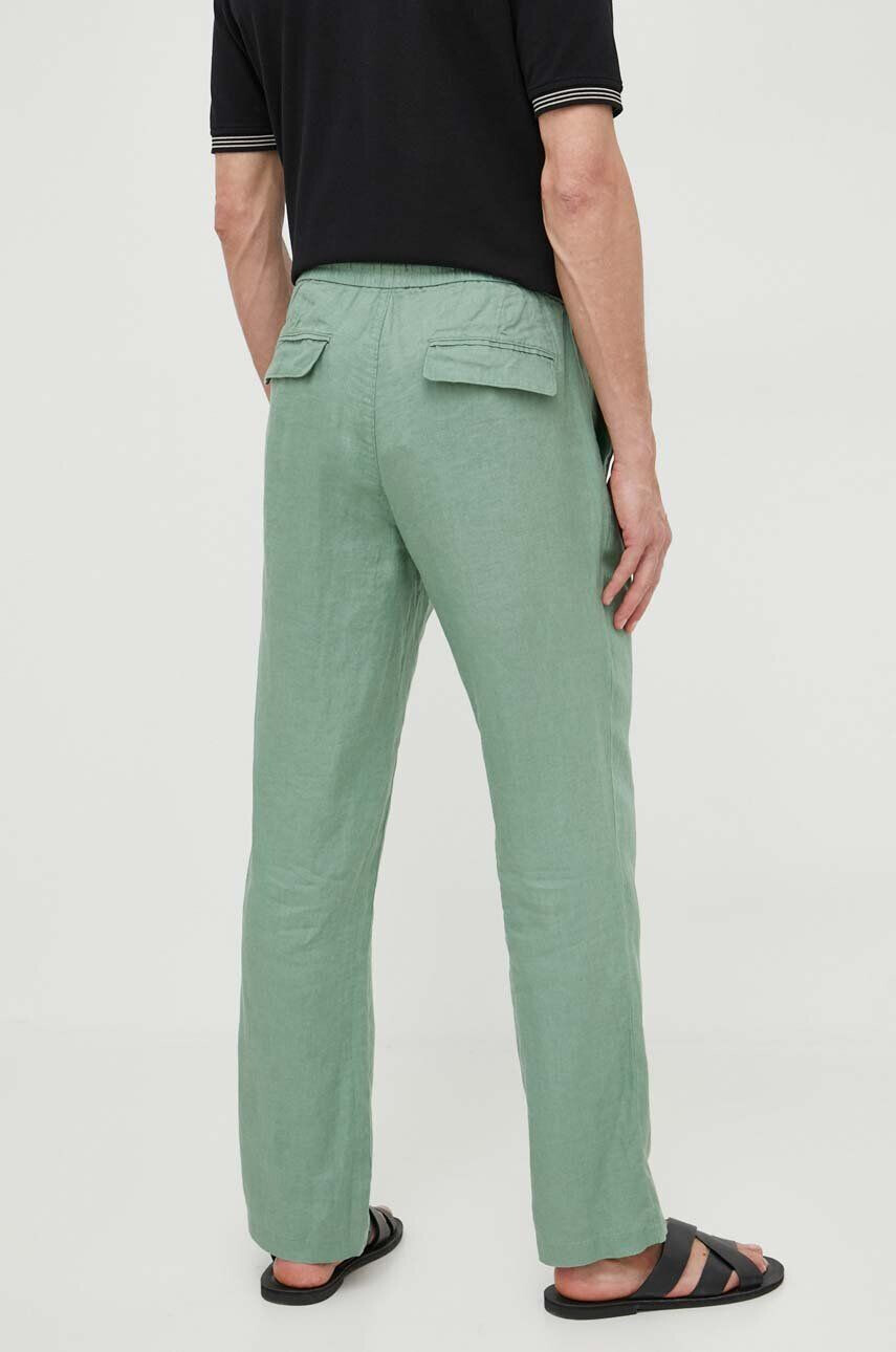 Sisley pantaloni din in culoarea verde - Pled.ro