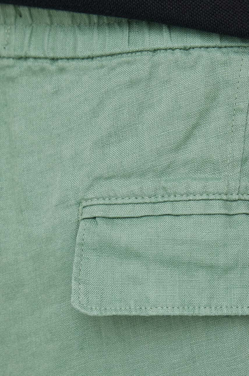 Sisley pantaloni din in culoarea verde - Pled.ro