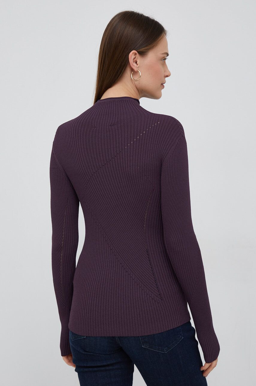 Sisley pulover femei culoarea violet light cu turtleneck - Pled.ro