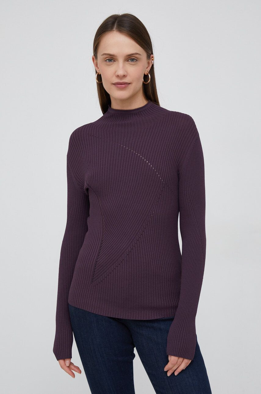 Sisley pulover femei culoarea violet light cu turtleneck - Pled.ro