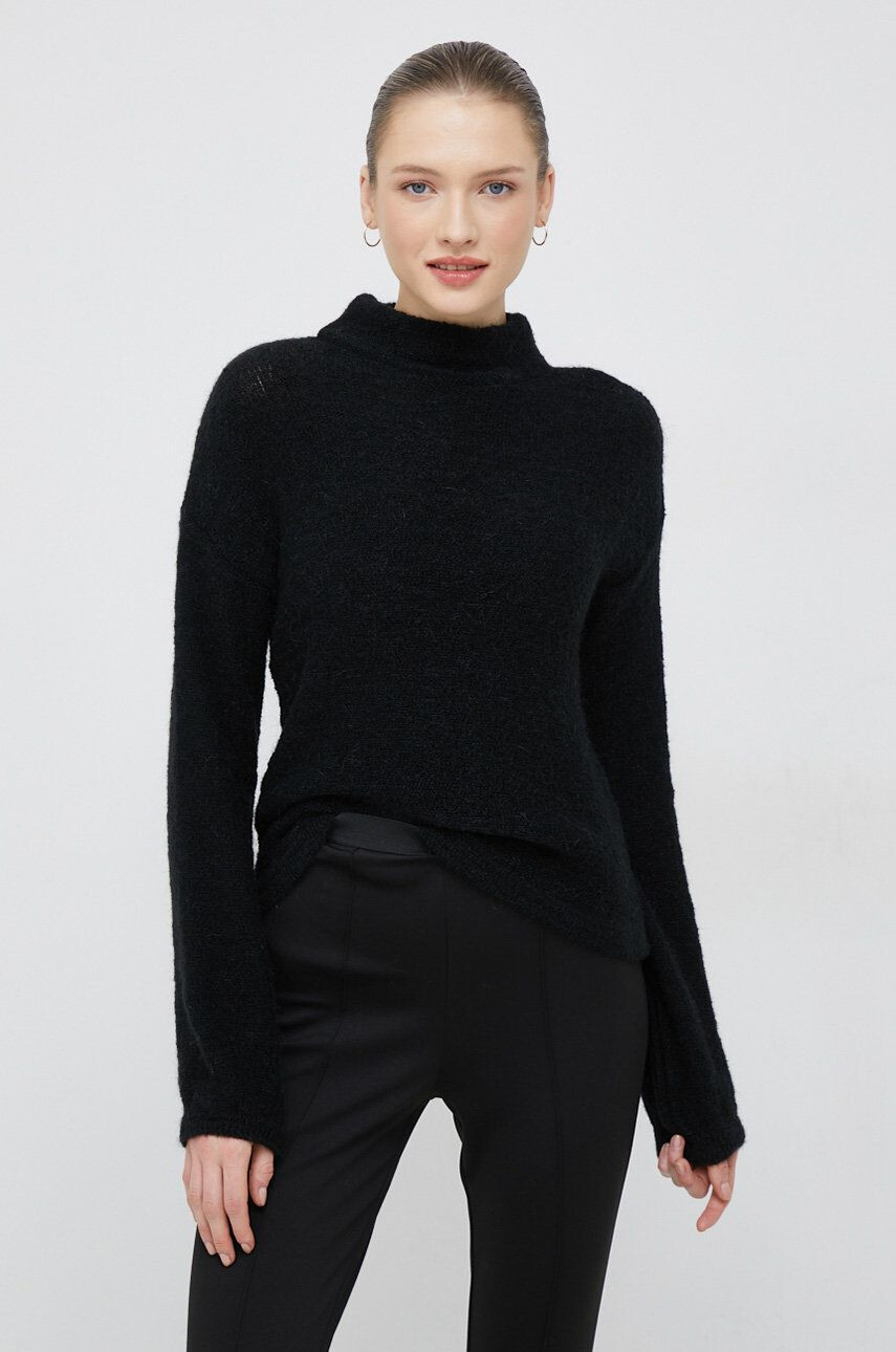 Sisley pulover din amestec de lana femei culoarea negru cu turtleneck - Pled.ro