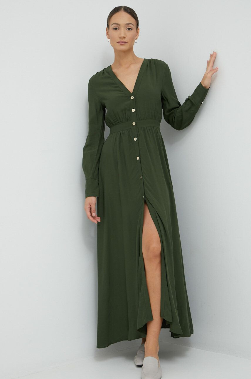 Sisley rochie culoarea verde maxi drept - Pled.ro