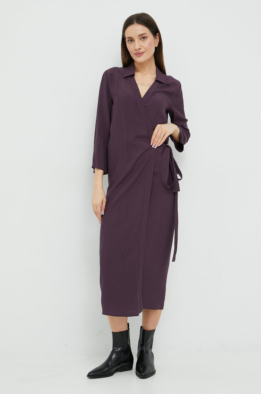 Sisley rochie culoarea violet maxi drept - Pled.ro