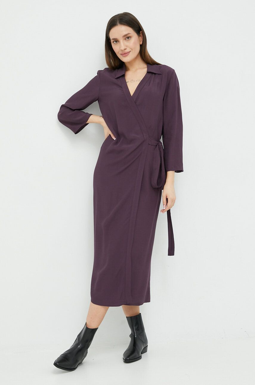 Sisley rochie culoarea violet maxi drept - Pled.ro