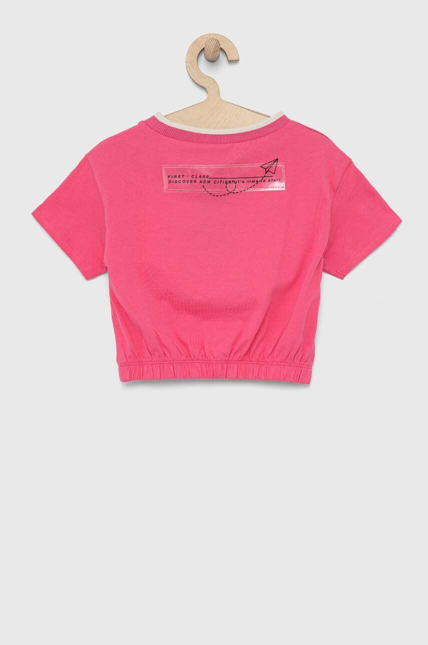 Sisley tricou de bumbac pentru copii culoarea bej - Pled.ro