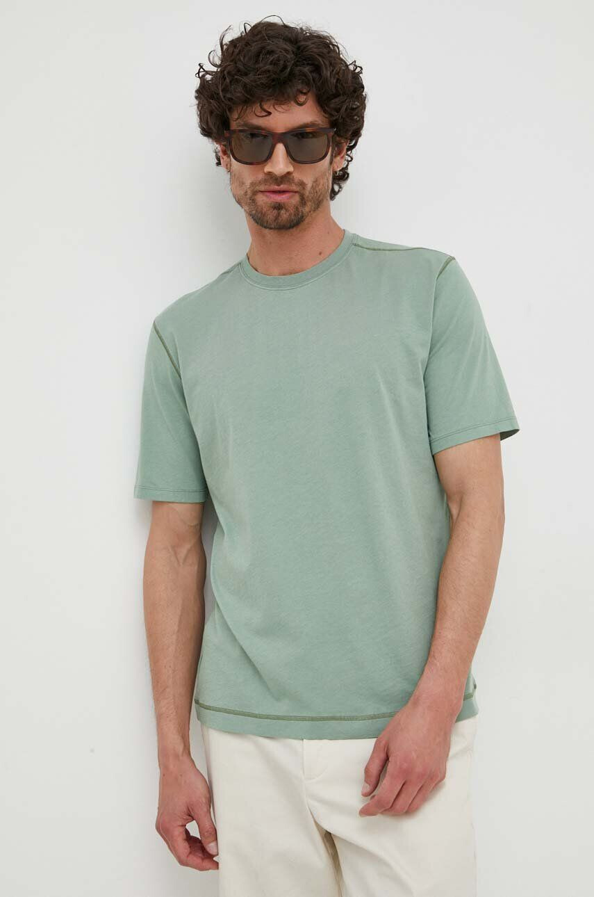 Sisley tricou din bumbac culoarea verde neted - Pled.ro