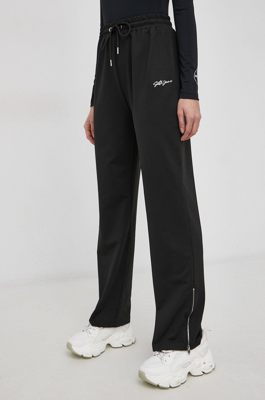 Sixth June pantaloni femei culoarea negru lat high waist - Pled.ro