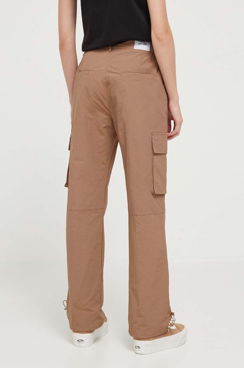 Sixth June pantaloni femei culoarea maro drept high waist - Pled.ro