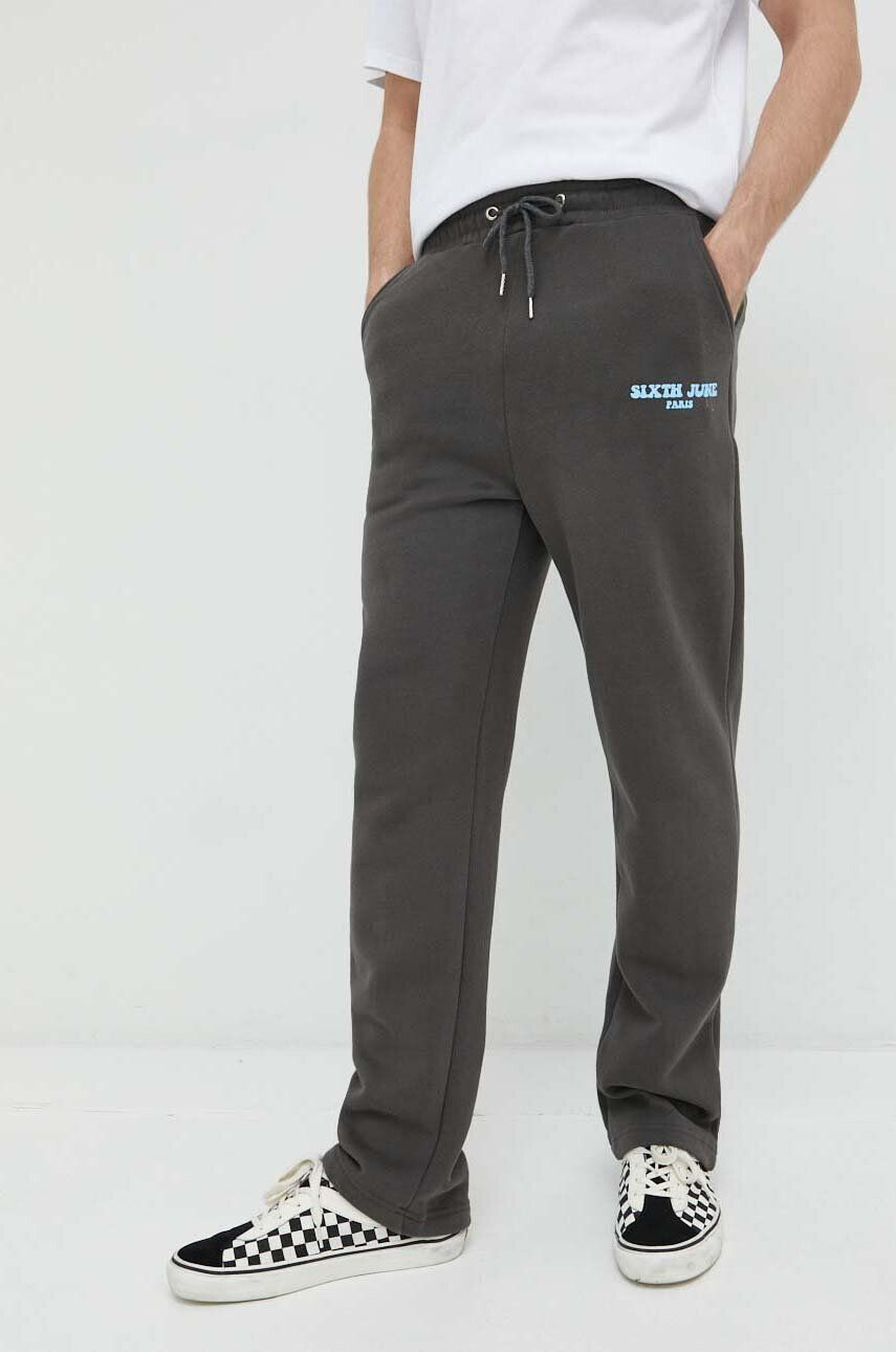 Sixth June pantaloni de trening barbati culoarea gri neted - Pled.ro