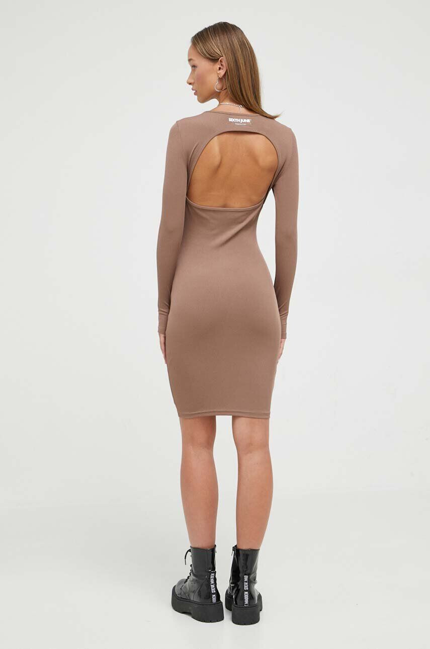 Sixth June rochie culoarea maro mini mulata - Pled.ro