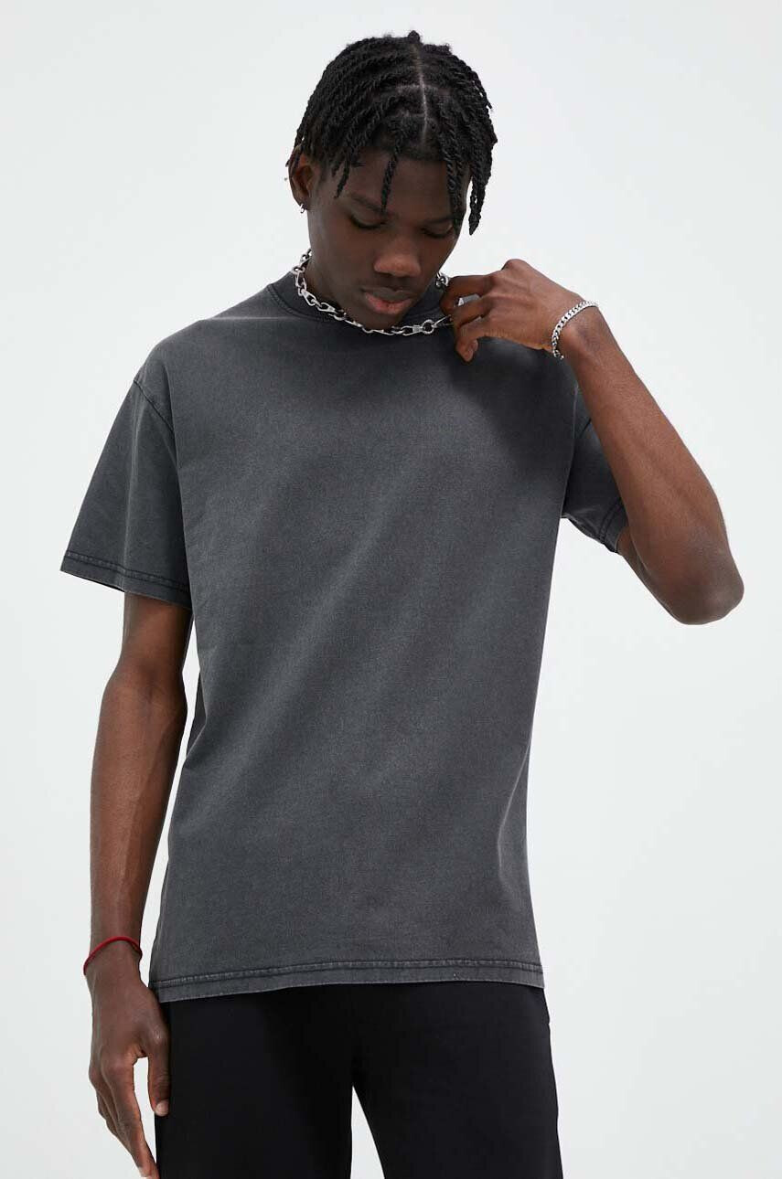 Solid tricou din bumbac culoarea gri neted - Pled.ro