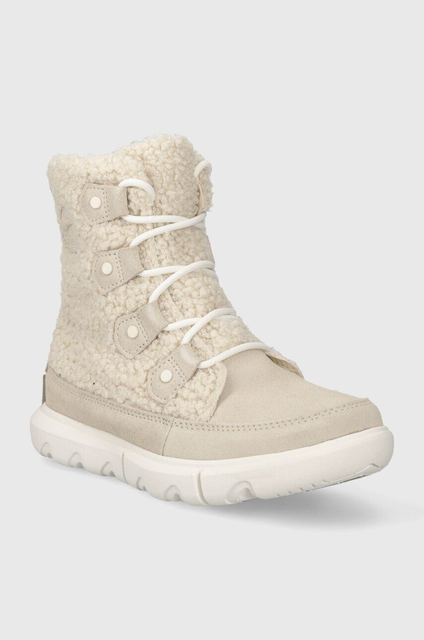 Sorel botine EXPLORER NEXT JOAN COZY femei culoarea bej cu toc plat izolat 2058881165 - Pled.ro