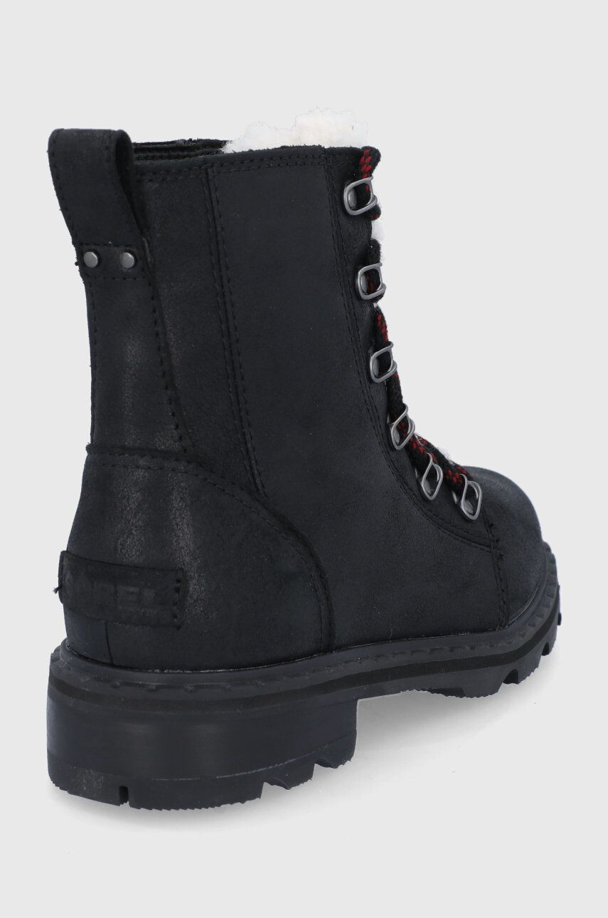 Sorel cizme de piele LENNOX femei culoarea negru cu toc plat - Pled.ro