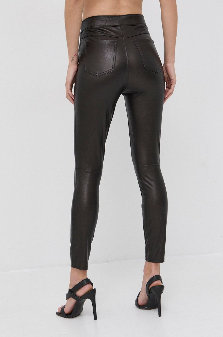 Spanx Leggins modulari Leather-Like Ankle Skinny femei culoarea maro material neted - Pled.ro