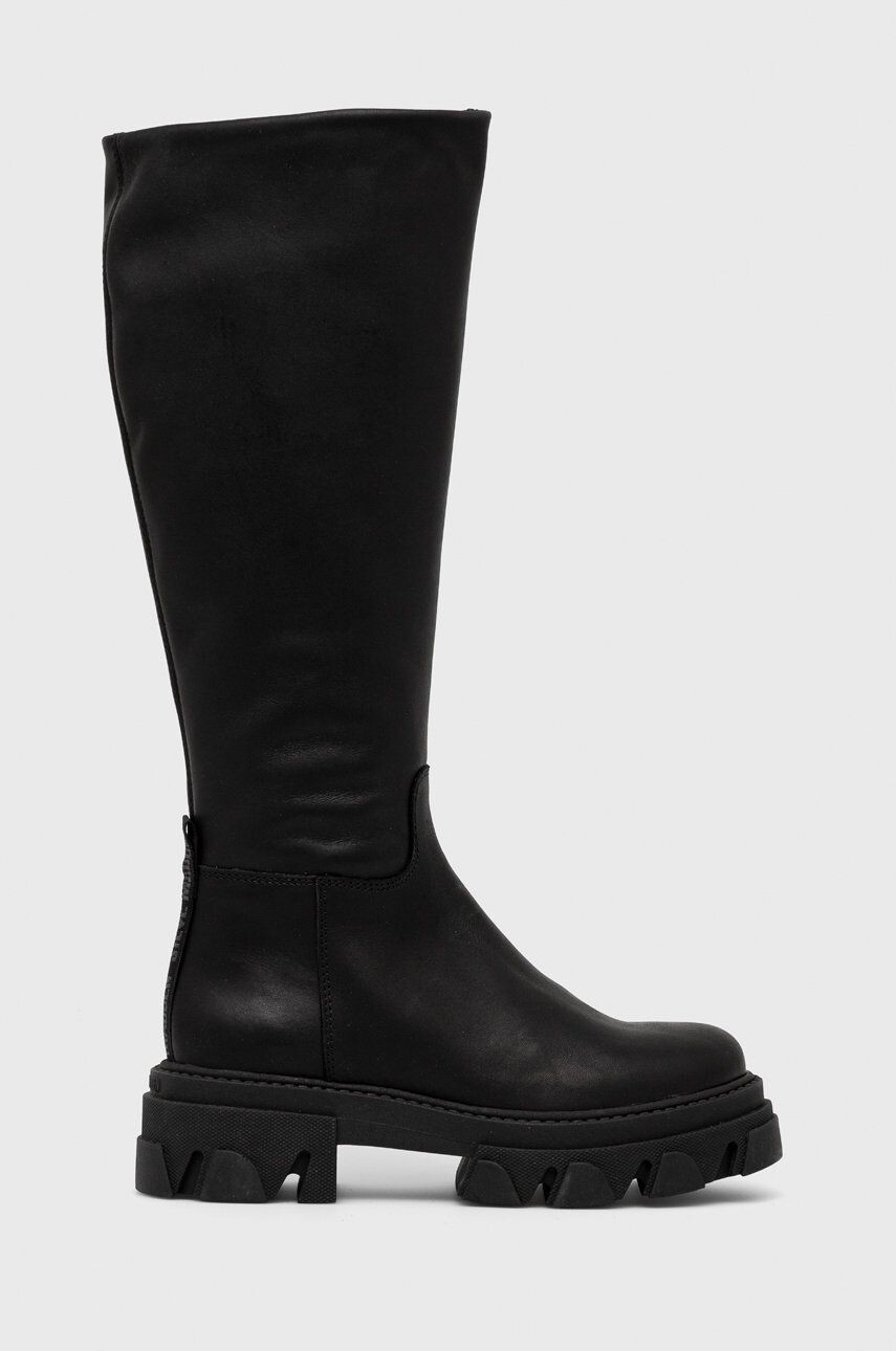 Steve Madden ghete de piele femei culoarea negru cu platforma - Pled.ro