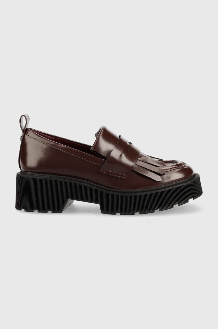 Steve Madden mocasini Marleigh femei culoarea bordo cu platforma - Pled.ro