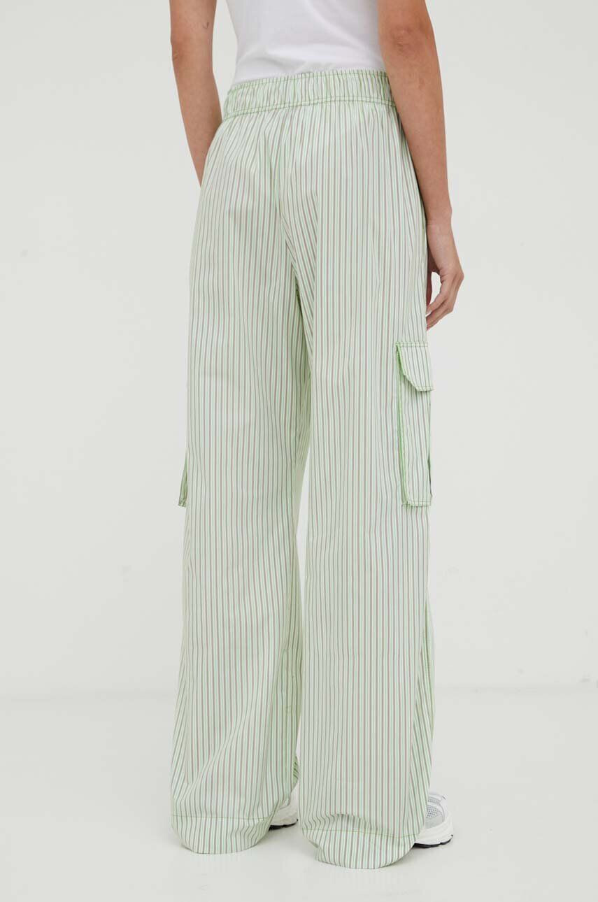 Stine Goya pantaloni de bumbac Fatuna culoarea verde drept high waist - Pled.ro