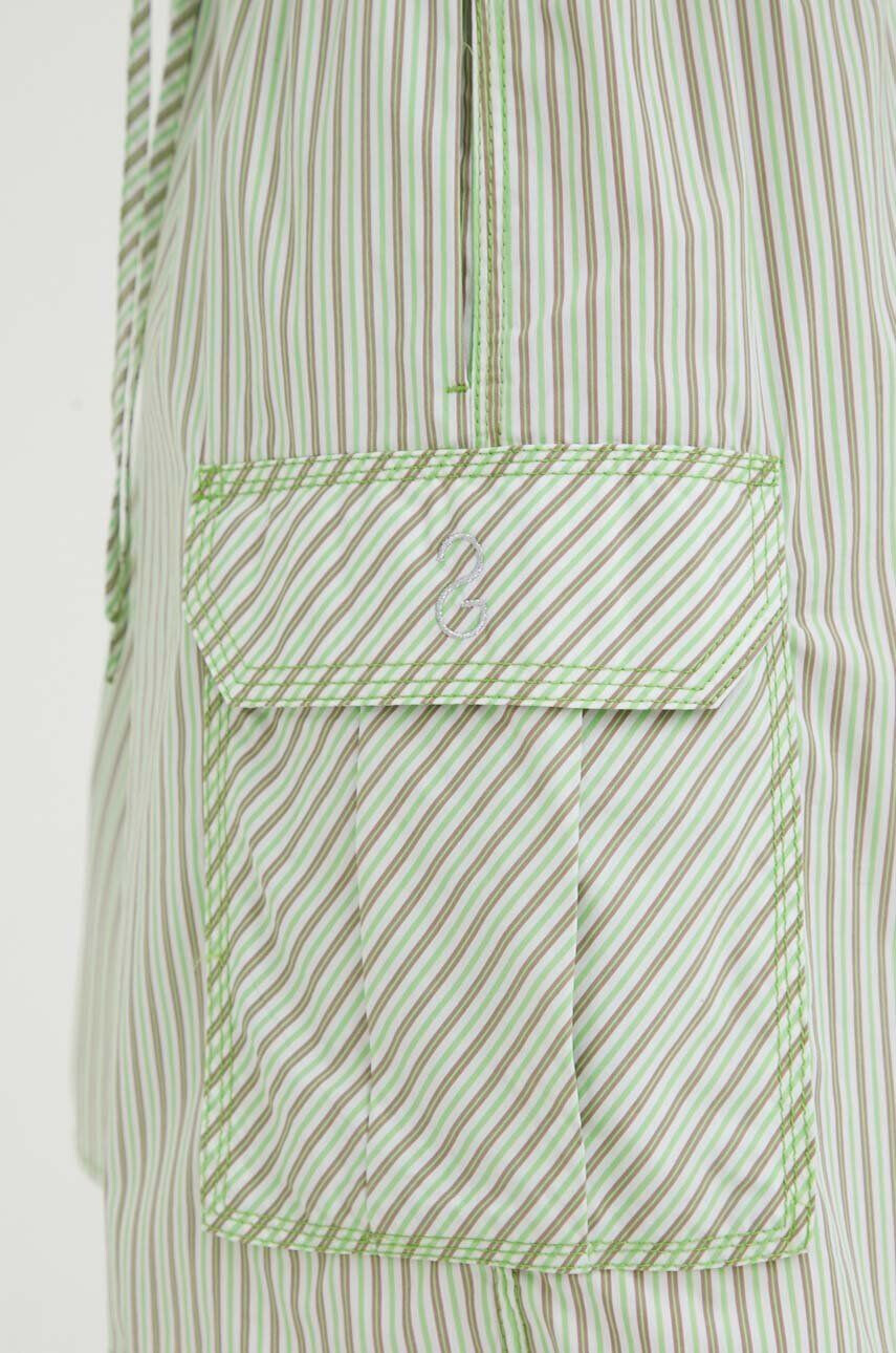 Stine Goya pantaloni scurti din bumbac Leon culoarea verde modelator high waist - Pled.ro