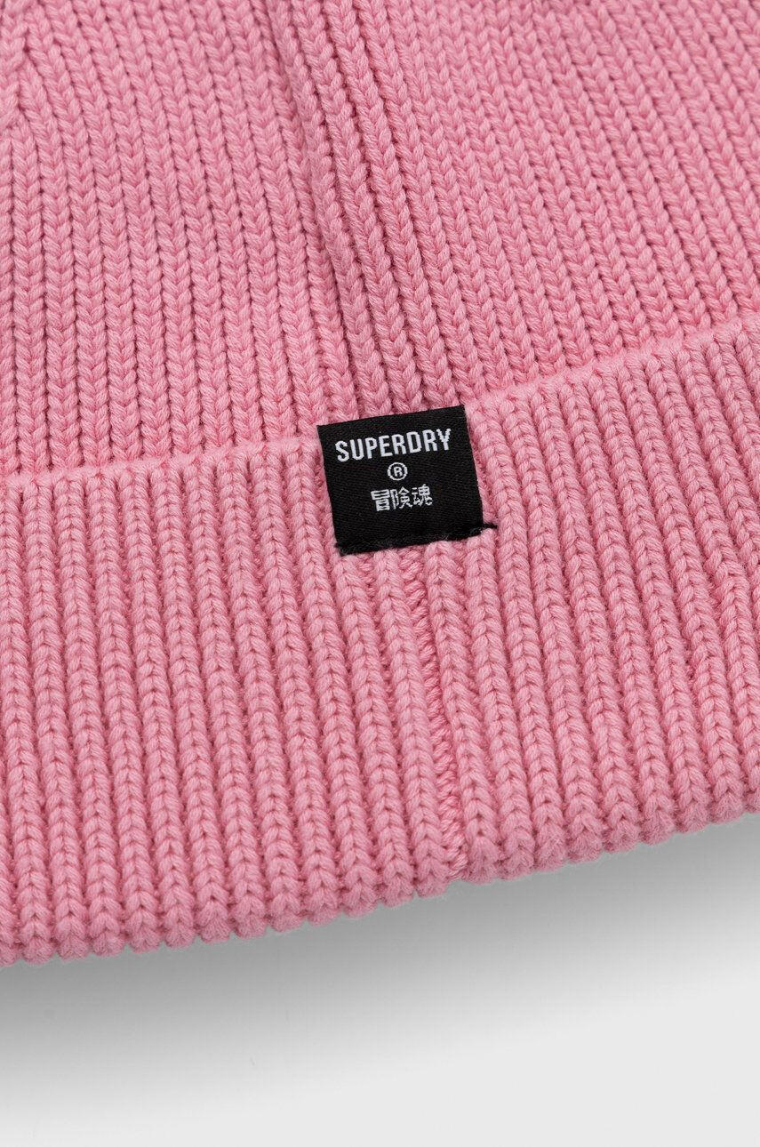 Superdry Căciulă culoarea roz bumbac din tricot gros - Pled.ro