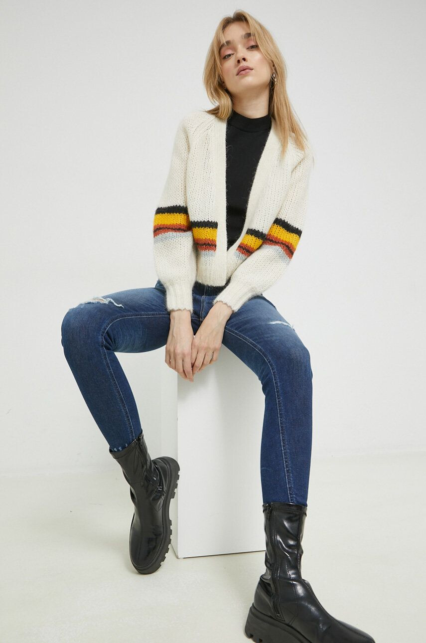 Superdry cardigan din amestec de lana culoarea alb - Pled.ro