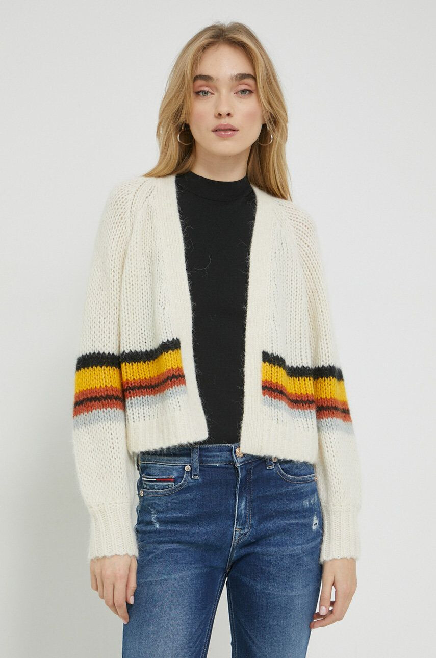 Superdry cardigan din amestec de lana culoarea alb - Pled.ro