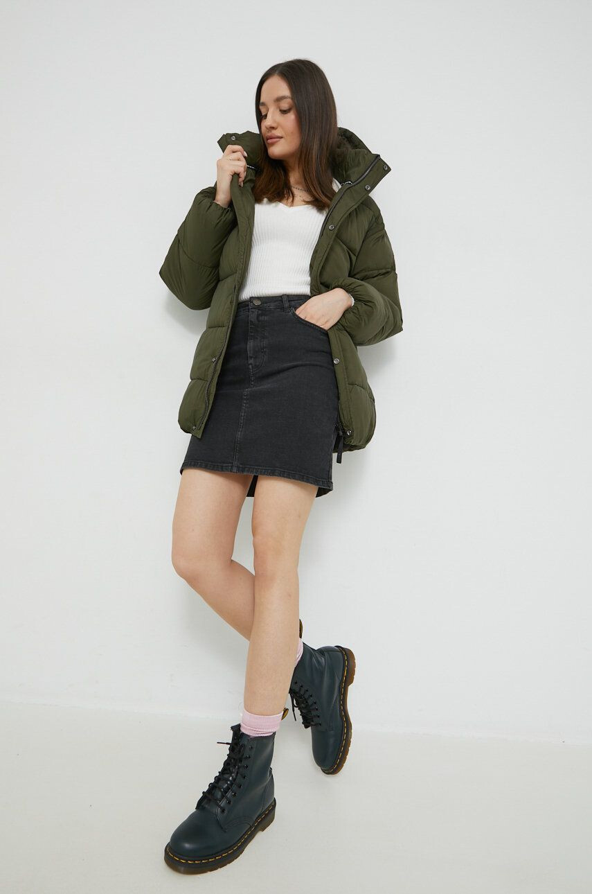 Superdry geaca femei culoarea verde de iarna oversize - Pled.ro