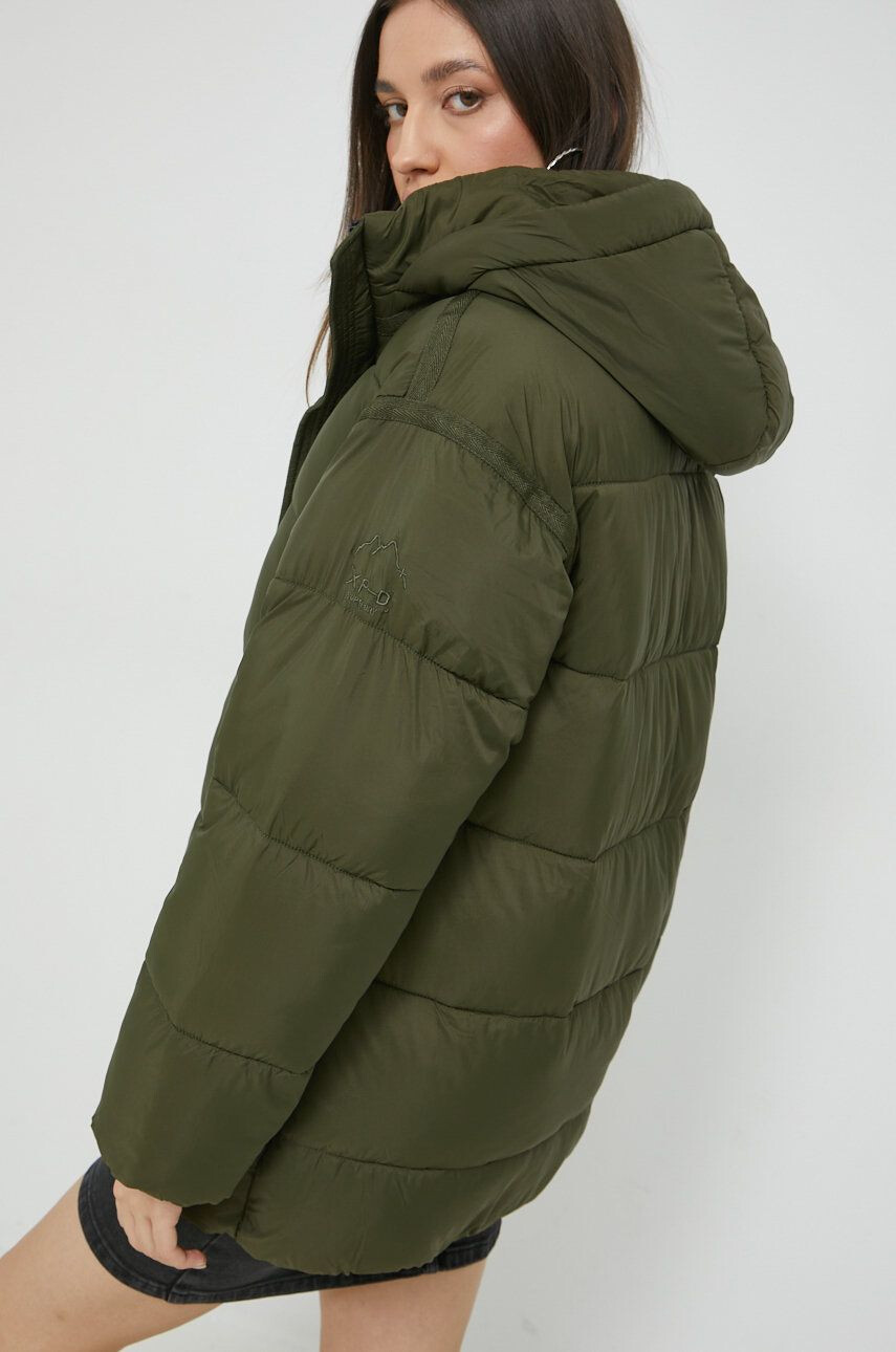 Superdry geaca femei culoarea verde de iarna oversize - Pled.ro