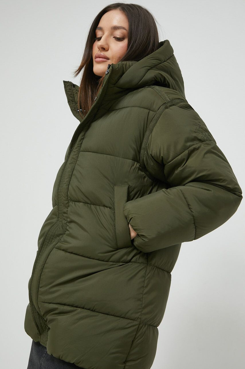 Superdry geaca femei culoarea verde de iarna oversize - Pled.ro