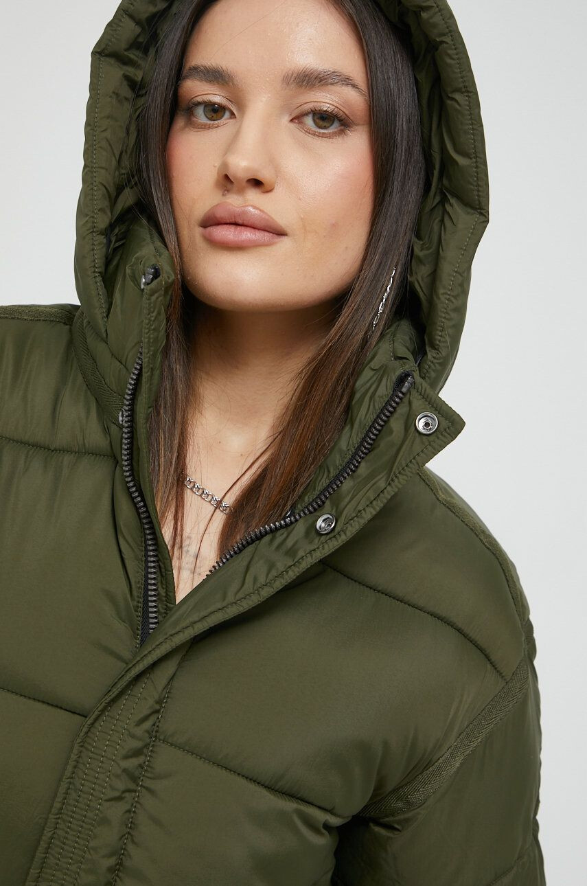 Superdry geaca femei culoarea verde de iarna oversize - Pled.ro