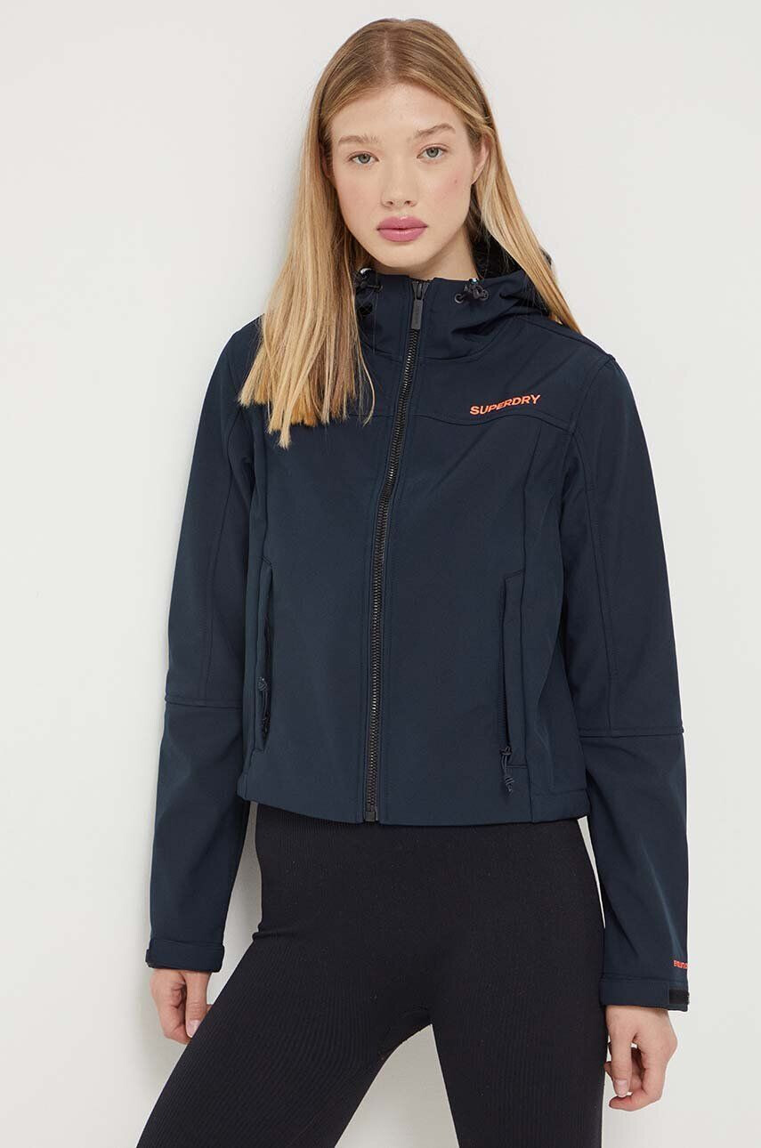 Superdry geaca femei culoarea albastru marin de tranzitie - Pled.ro