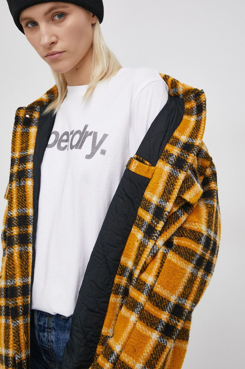 Superdry Geacă femei culoarea galben de tranzitie oversize - Pled.ro