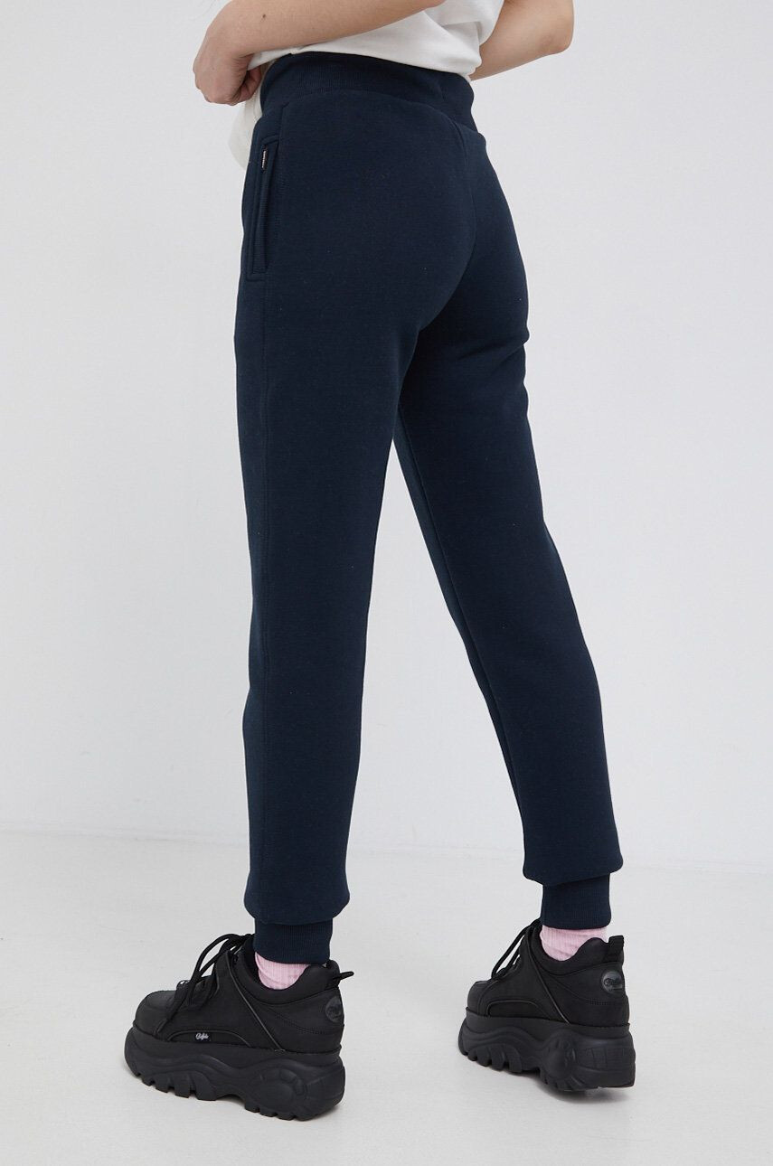 Superdry Pantaloni femei culoarea albastru marin material neted - Pled.ro