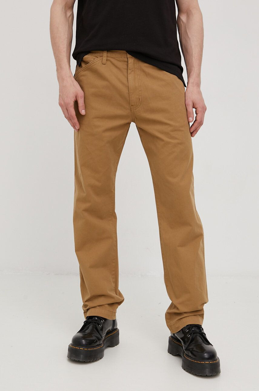 Superdry pantaloni de bumbac barbati culoarea maro drept - Pled.ro