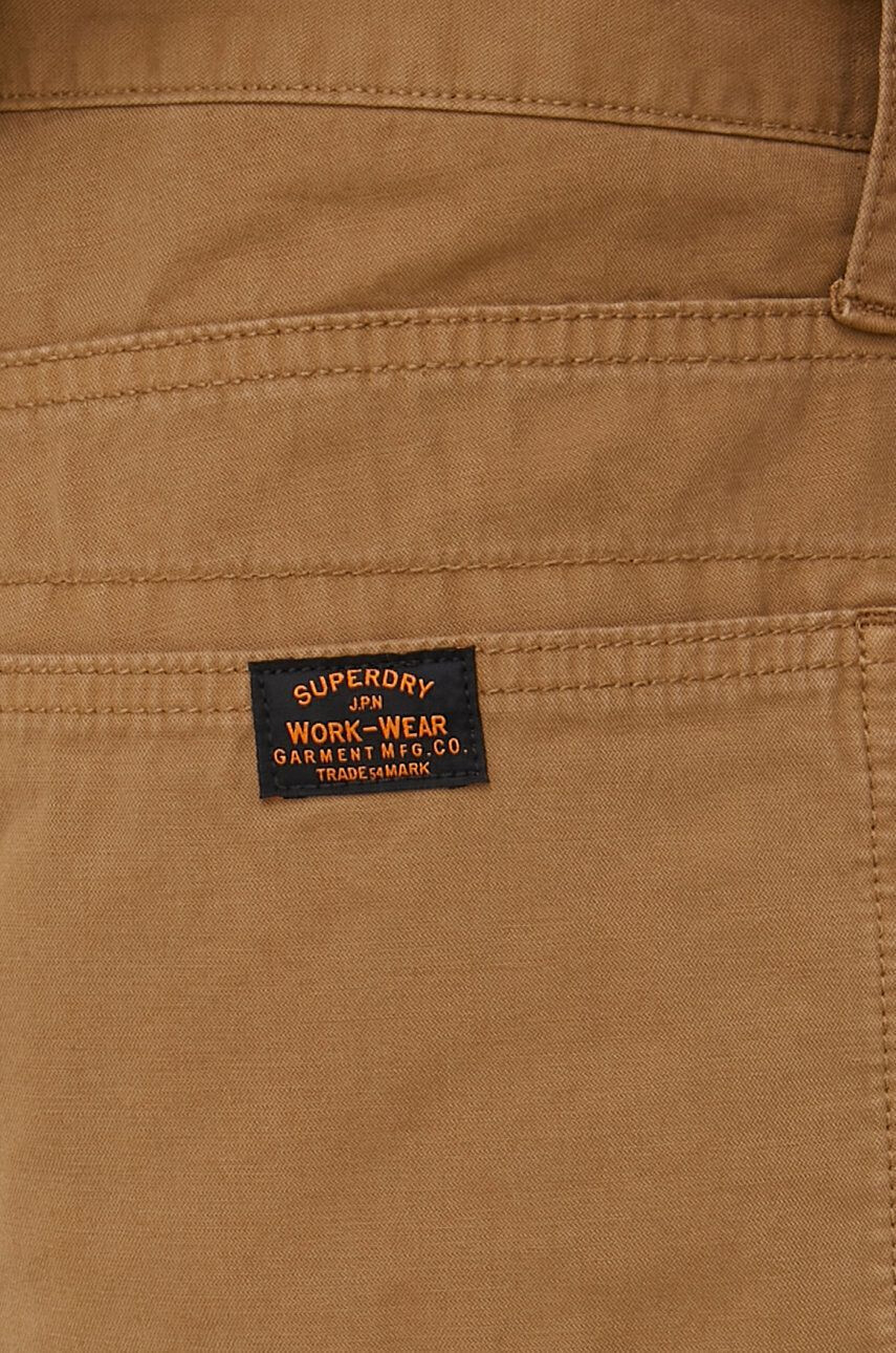 Superdry pantaloni de bumbac barbati culoarea maro drept - Pled.ro