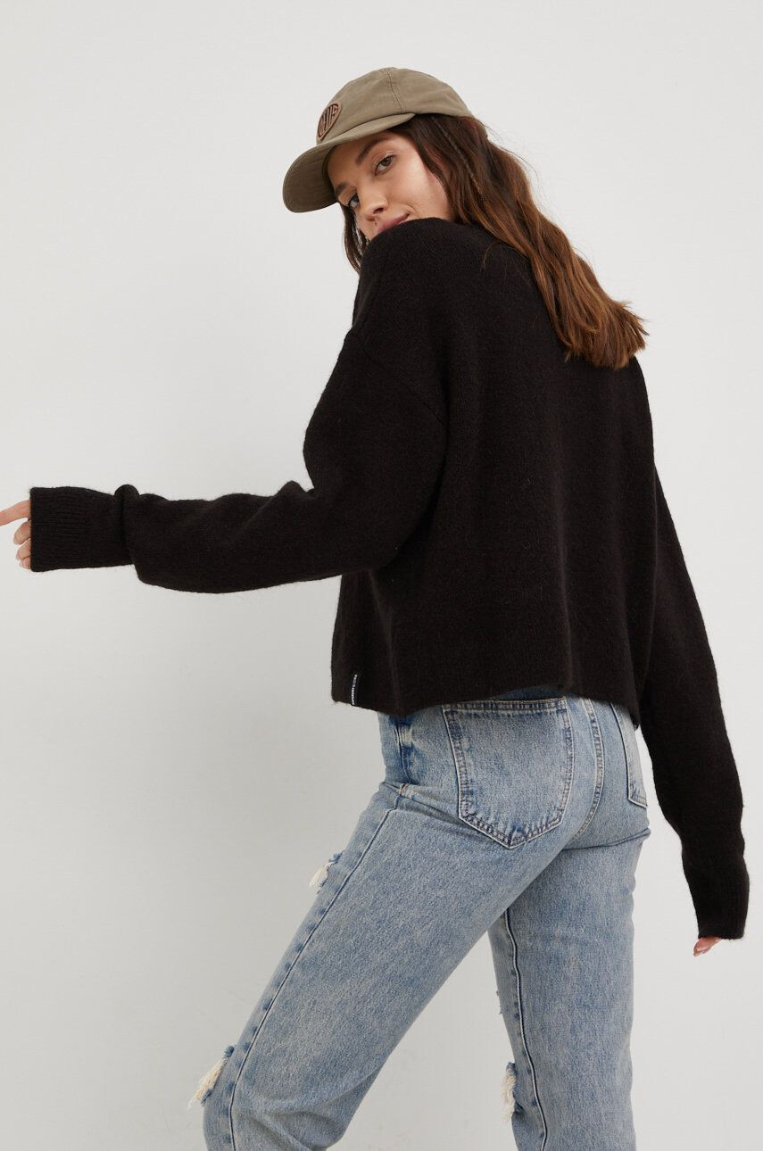 Superdry pulover din amestec de lana femei culoarea negru light cu turtleneck - Pled.ro