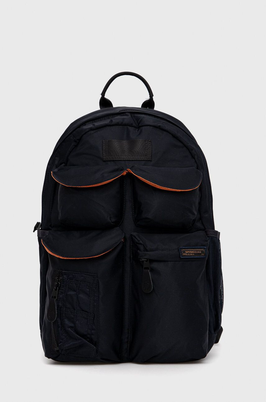 Superdry rucsac femei culoarea albastru marin mare cu imprimeu - Pled.ro