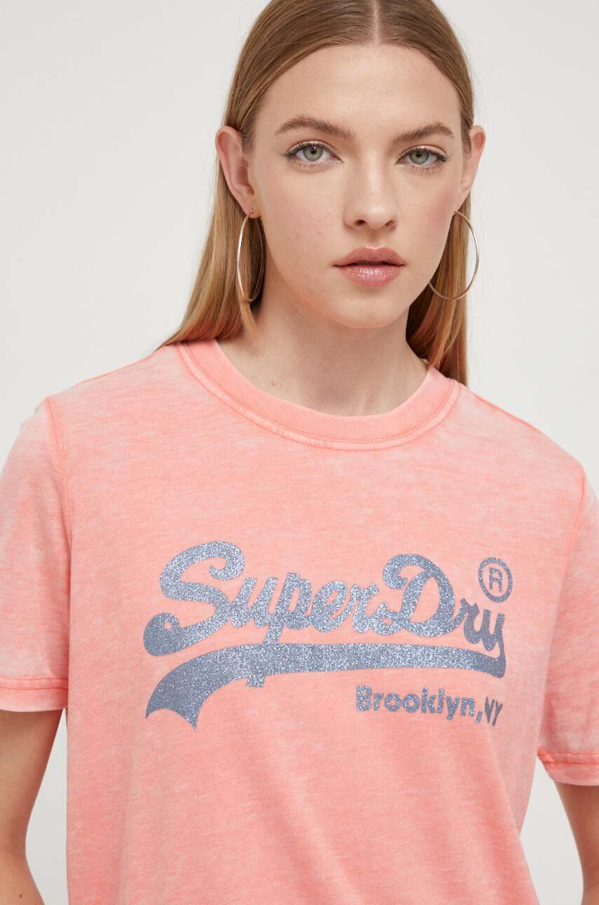 Superdry tricou femei culoarea portocaliu - Pled.ro