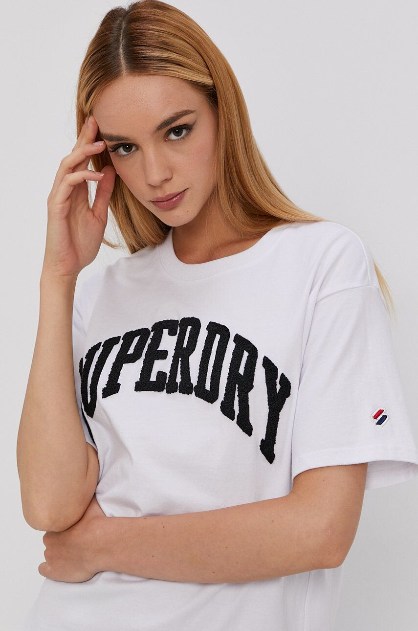 Superdry Tricou femei culoarea alb - Pled.ro