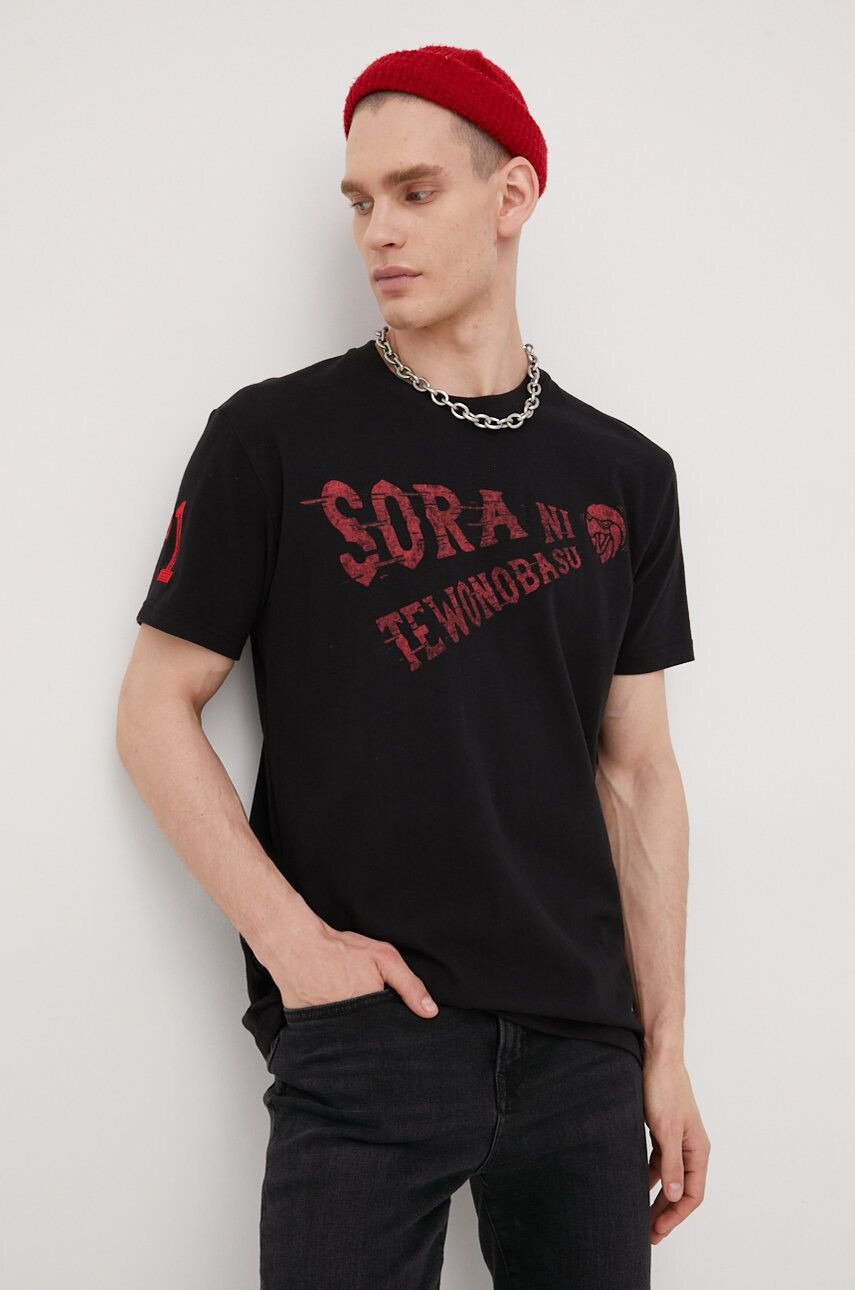 Superdry tricou din bumbac culoarea negru - Pled.ro